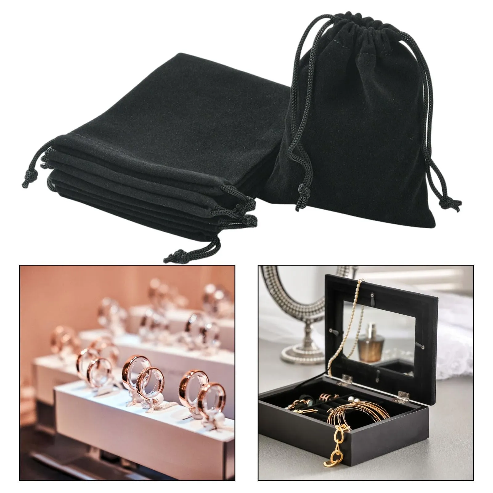 10 Pieces Velvet Drawstring Bags Gift Bags for Gift Packaging Wedding Favors Black