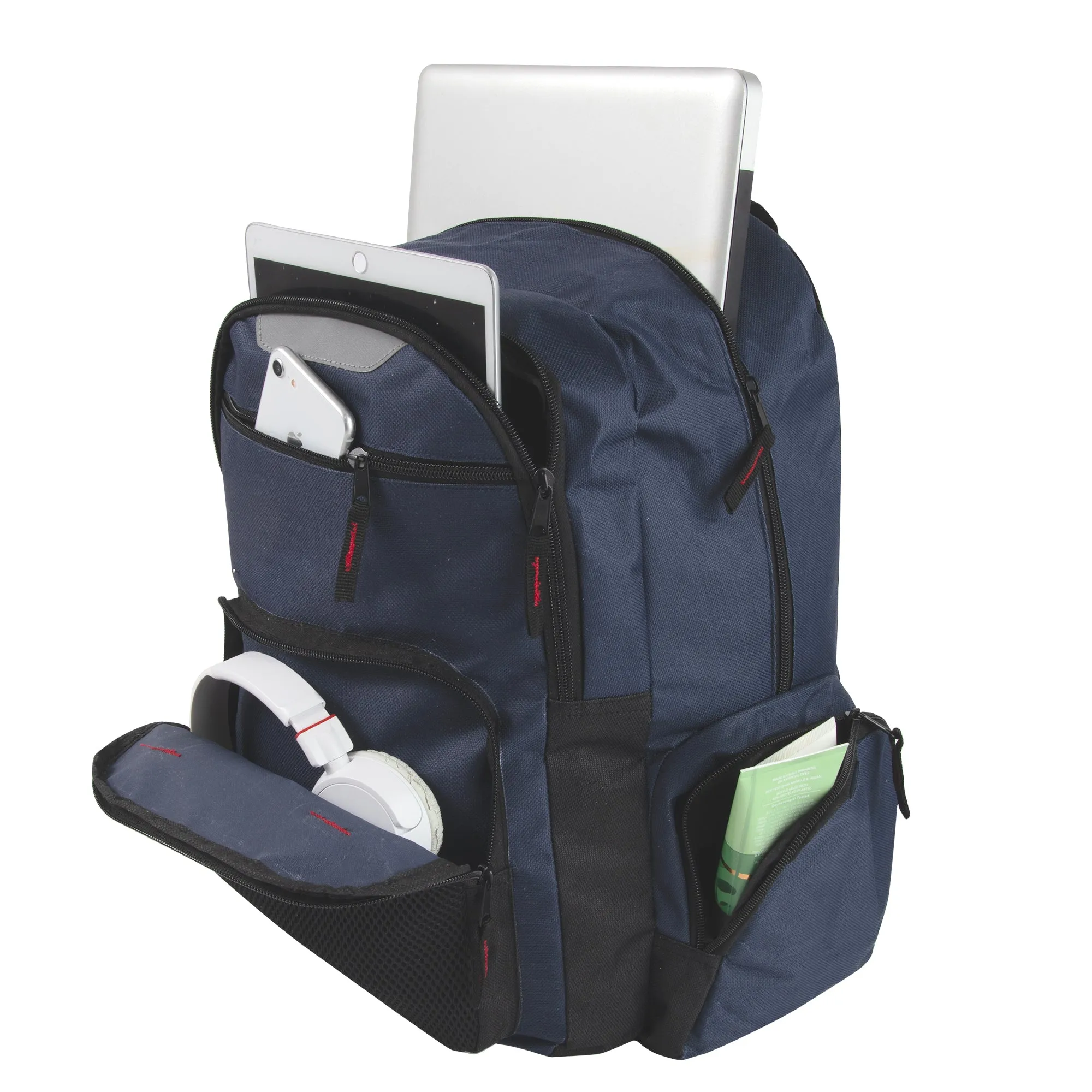 18 Inch Reflective Multi Pocket Backpack with Laptop Section -  3 Colors