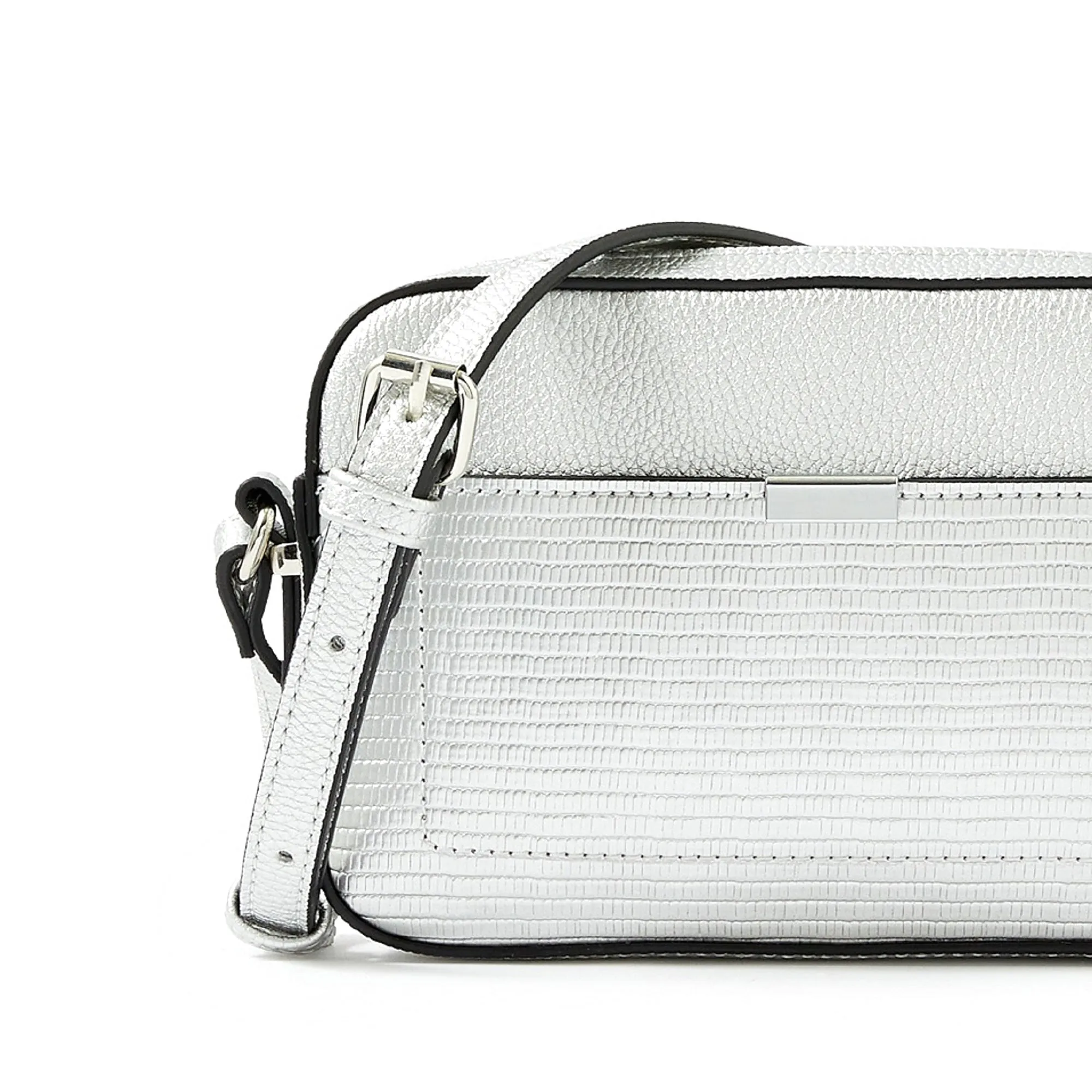 Accessorize London women's Faux Leather Silver Piper Sling bag