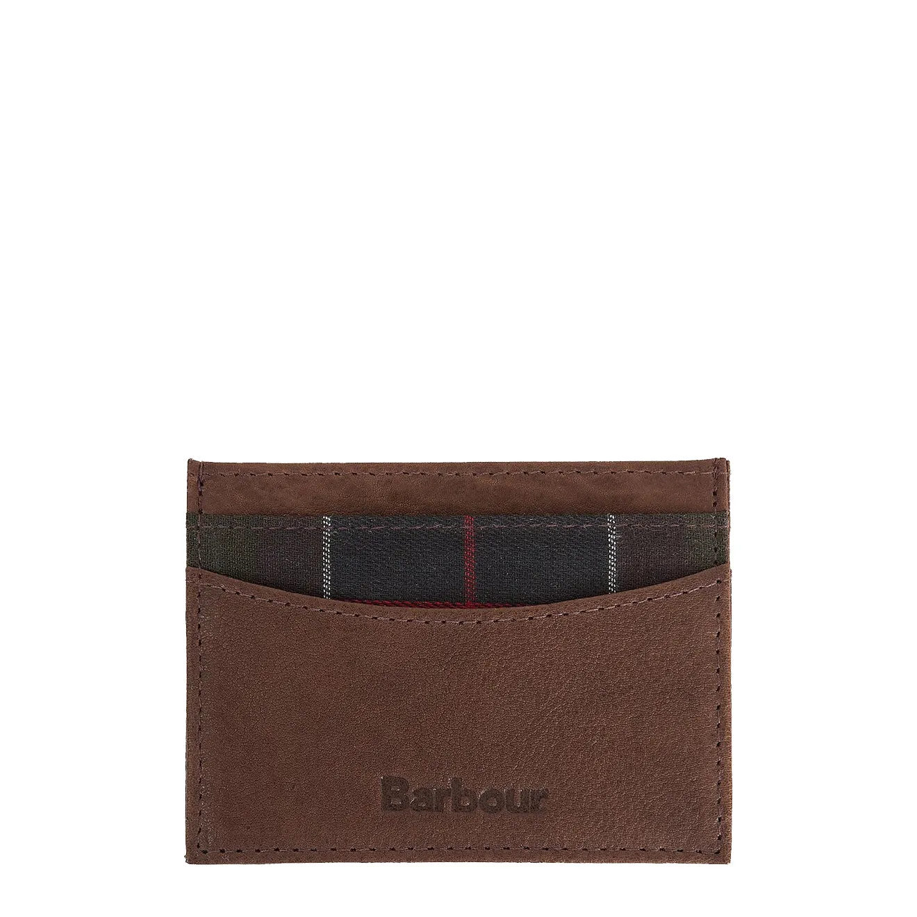 Barbour Leather Valet Tray and Card Holder Gift Set Classic Tartan / Brown