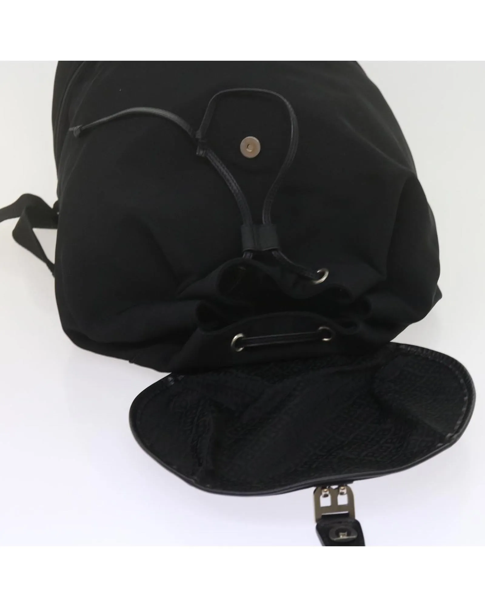 Black Canvas Backpack with Accessory