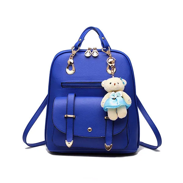 Classic Fashion Backpacks with Teddy Bear Charm