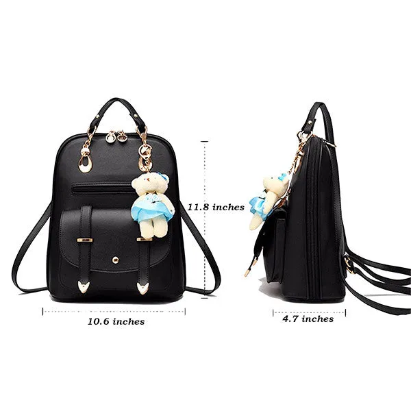 Classic Fashion Backpacks with Teddy Bear Charm