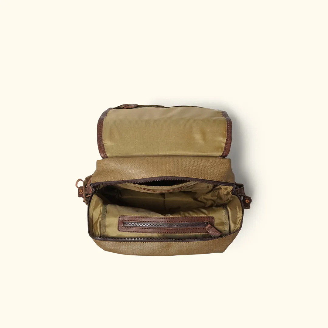 Dakota Waxed Canvas Commuter Backpack | Field Khaki w/ Chestnut Brown Leather