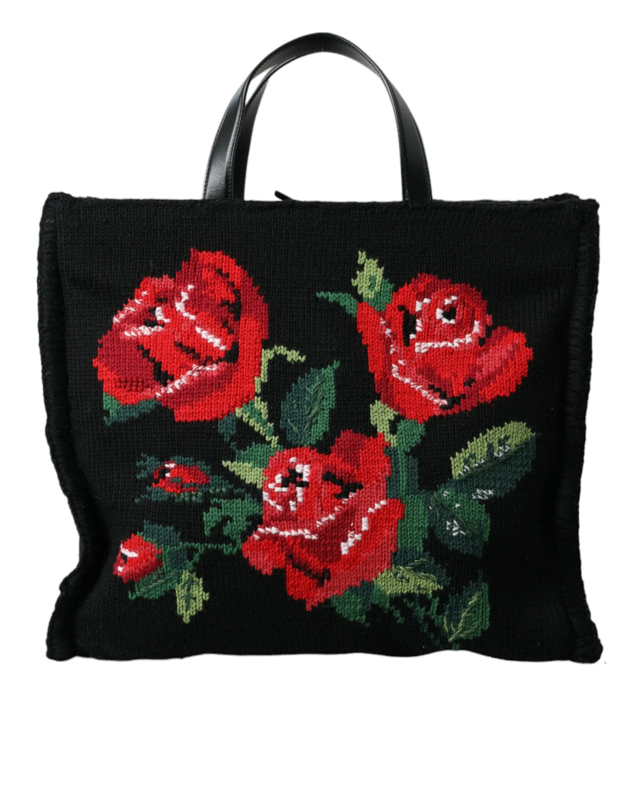 Dolce & Gabbana Chic Embroidered Floral Black Tote