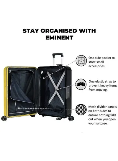 Eminent Vertica Hard Case Luggage Trolley Polypropylene Lightweight 4 Quiet Double Spinner Wheels With Tsa Lock B0006M Yellow Black