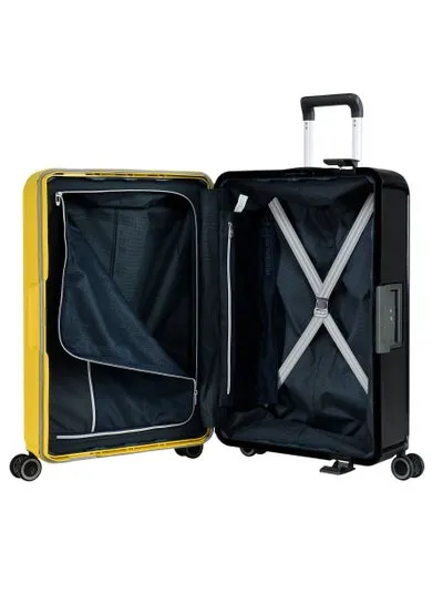 Eminent Vertica Hard Case Luggage Trolley Polypropylene Lightweight 4 Quiet Double Spinner Wheels With Tsa Lock B0006M Yellow Black