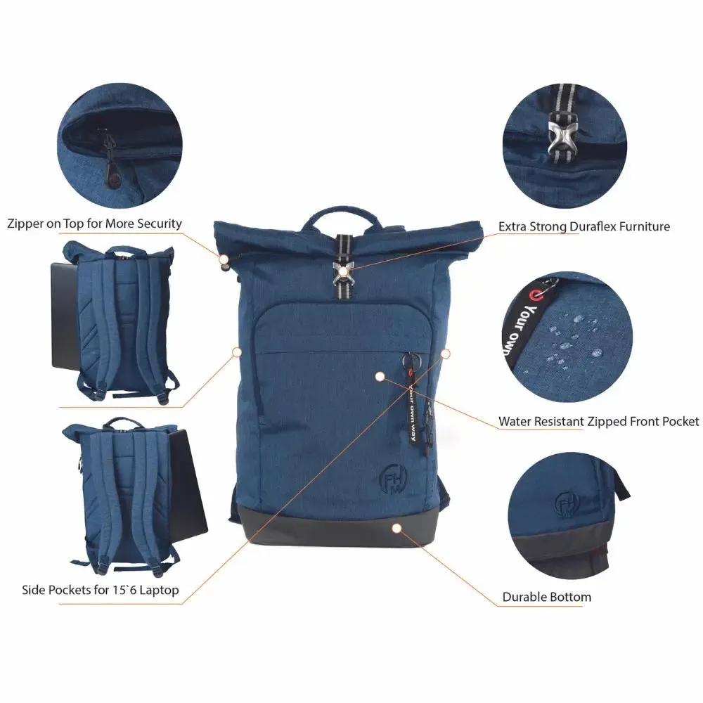 FHM Nomad 25 roll top backpack Blue