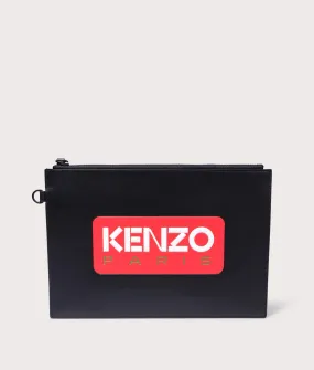 KENZO Paris Large Leather Pouch Bag