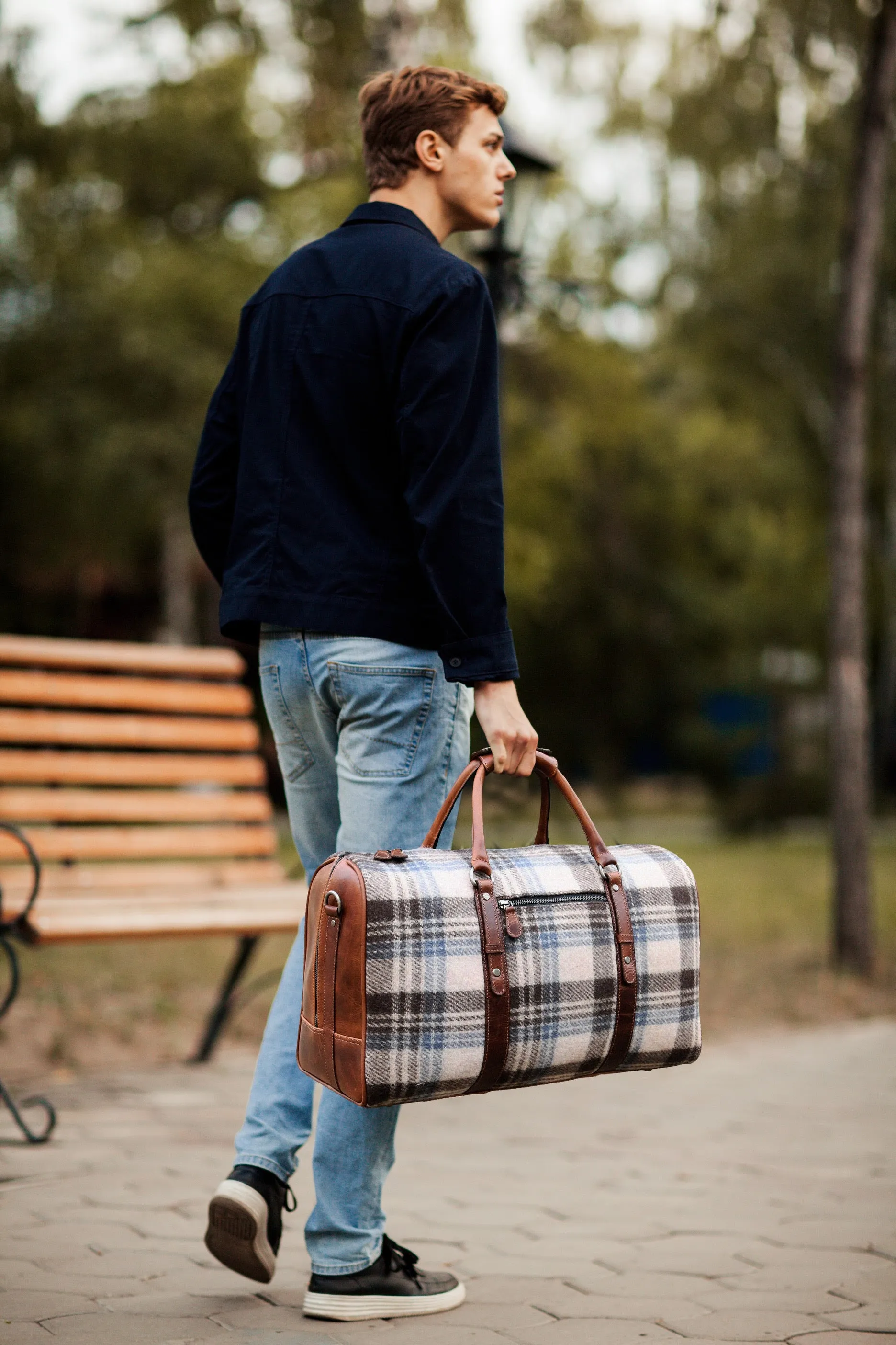 Manchester Leather & Tweed Duffle Bag