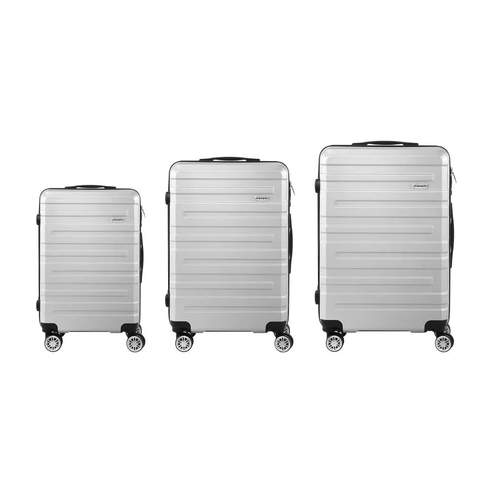 Mazam 3PCS Luggage Suitcase Trolley Set Travel TSA Lock Storage Hard Case Silver