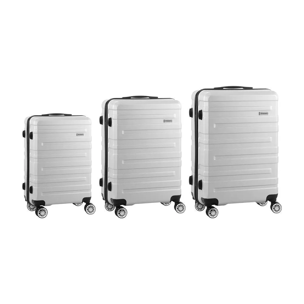 Mazam 3PCS Luggage Suitcase Trolley Set Travel TSA Lock Storage Hard Case Silver