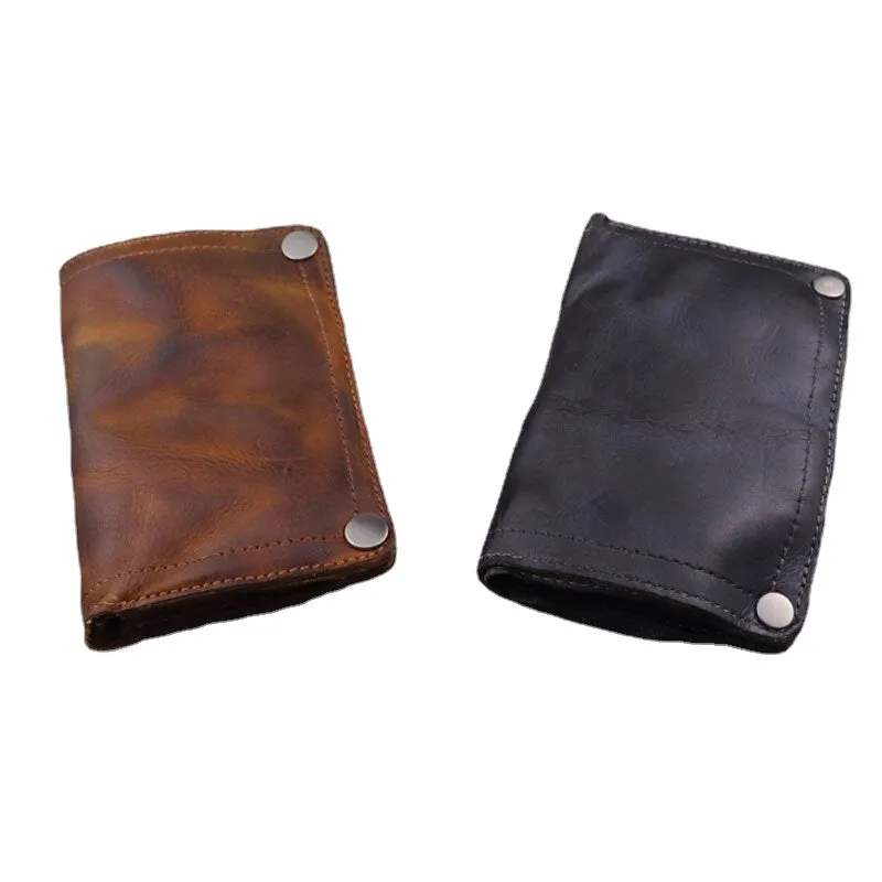 Men Genuine Leather Business Retro Multi-slot Card Holder Wallet