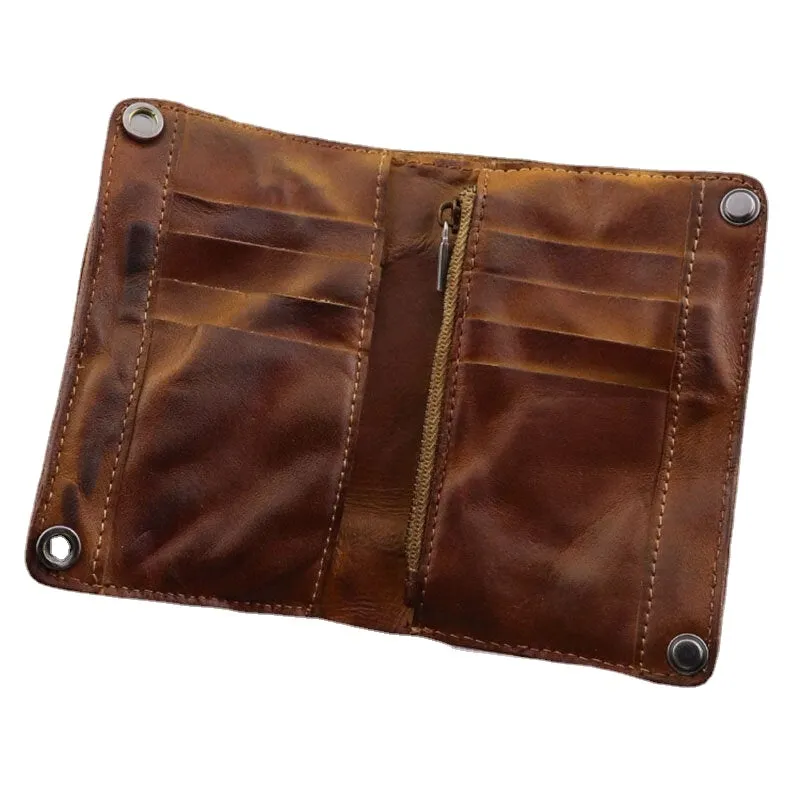 Men Genuine Leather Business Retro Multi-slot Card Holder Wallet