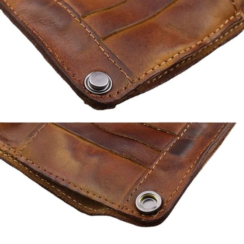 Men Genuine Leather Business Retro Multi-slot Card Holder Wallet