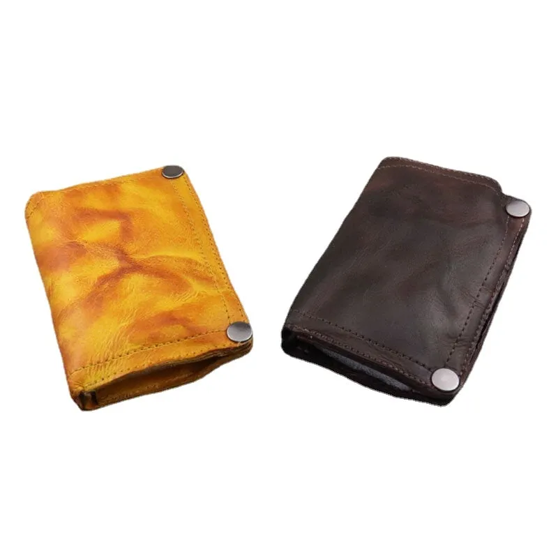 Men Genuine Leather Business Retro Multi-slot Card Holder Wallet