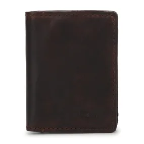 Men's Brown Brand Logo Mechanical Card Wallet