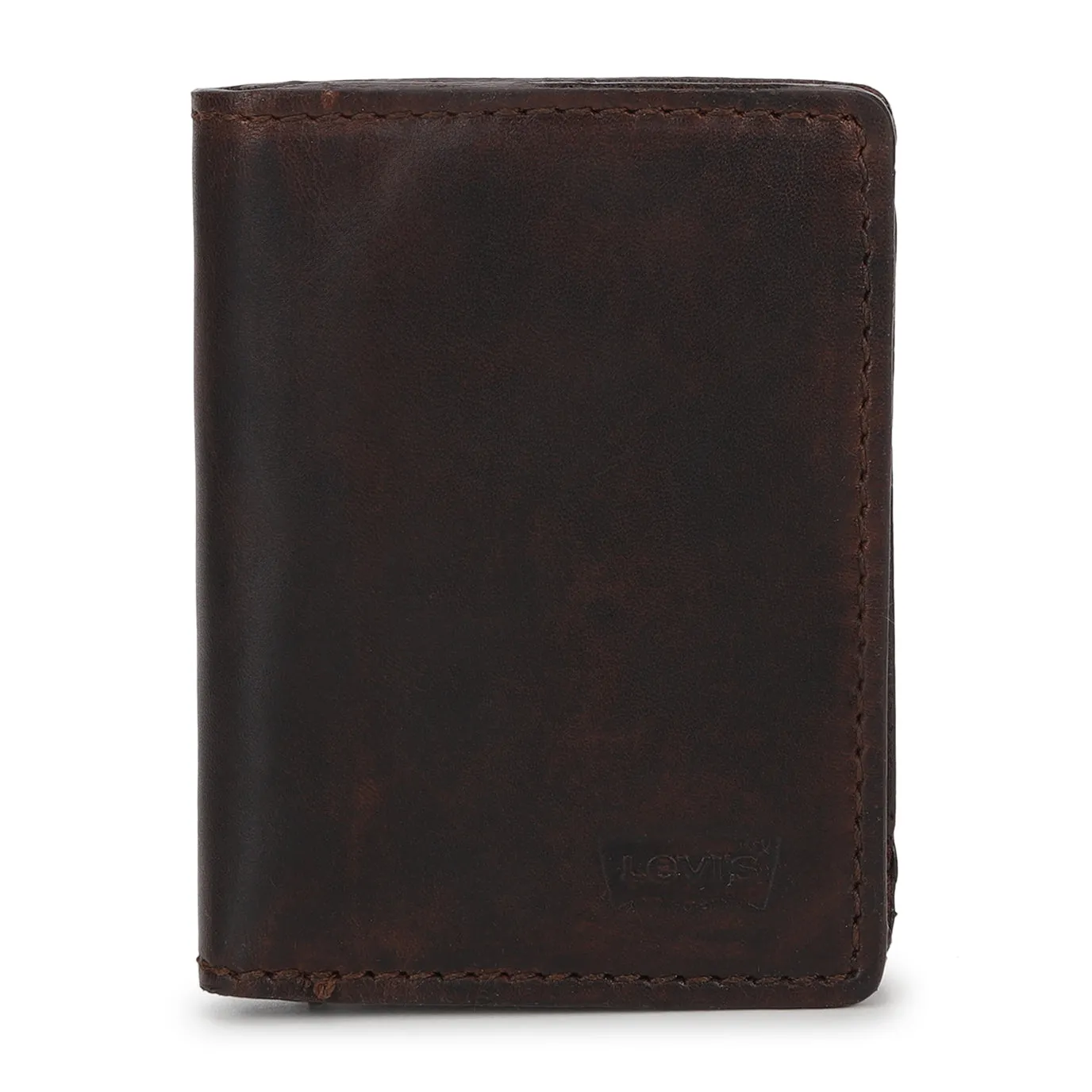 Men's Brown Brand Logo Mechanical Card Wallet