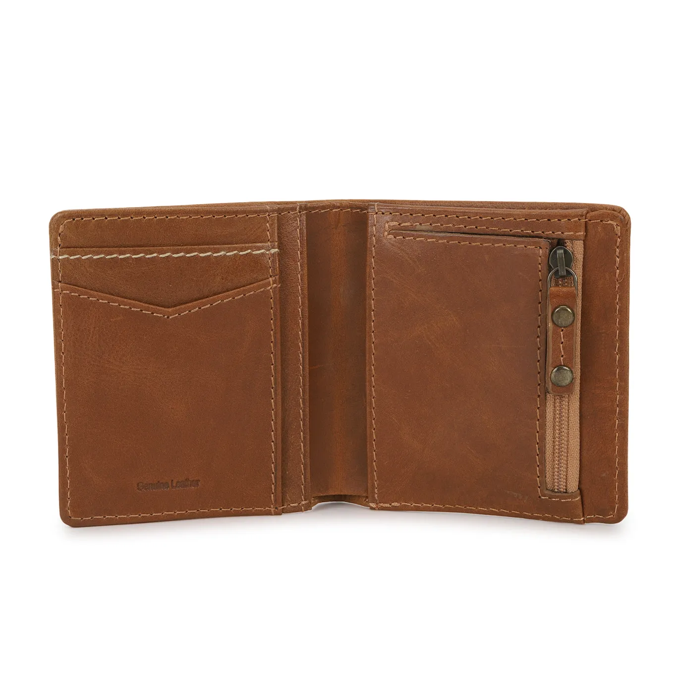 Men's Tan Brand Logo Bi-Fold Wallet