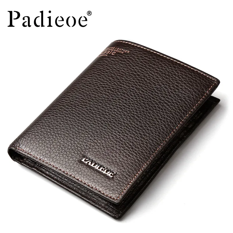 Padieoe High Quality Short Wallet Mens Purse Leather Genuine Fashion Smart Wallet And Purse for Male Card Holder Money Clamp