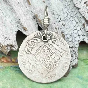 Pirate Chic Silver 2 Reale Spanish Portrait Dollar Dated 1813 - the Legendary "Piece of Eight" Pendant | Artifact #8879