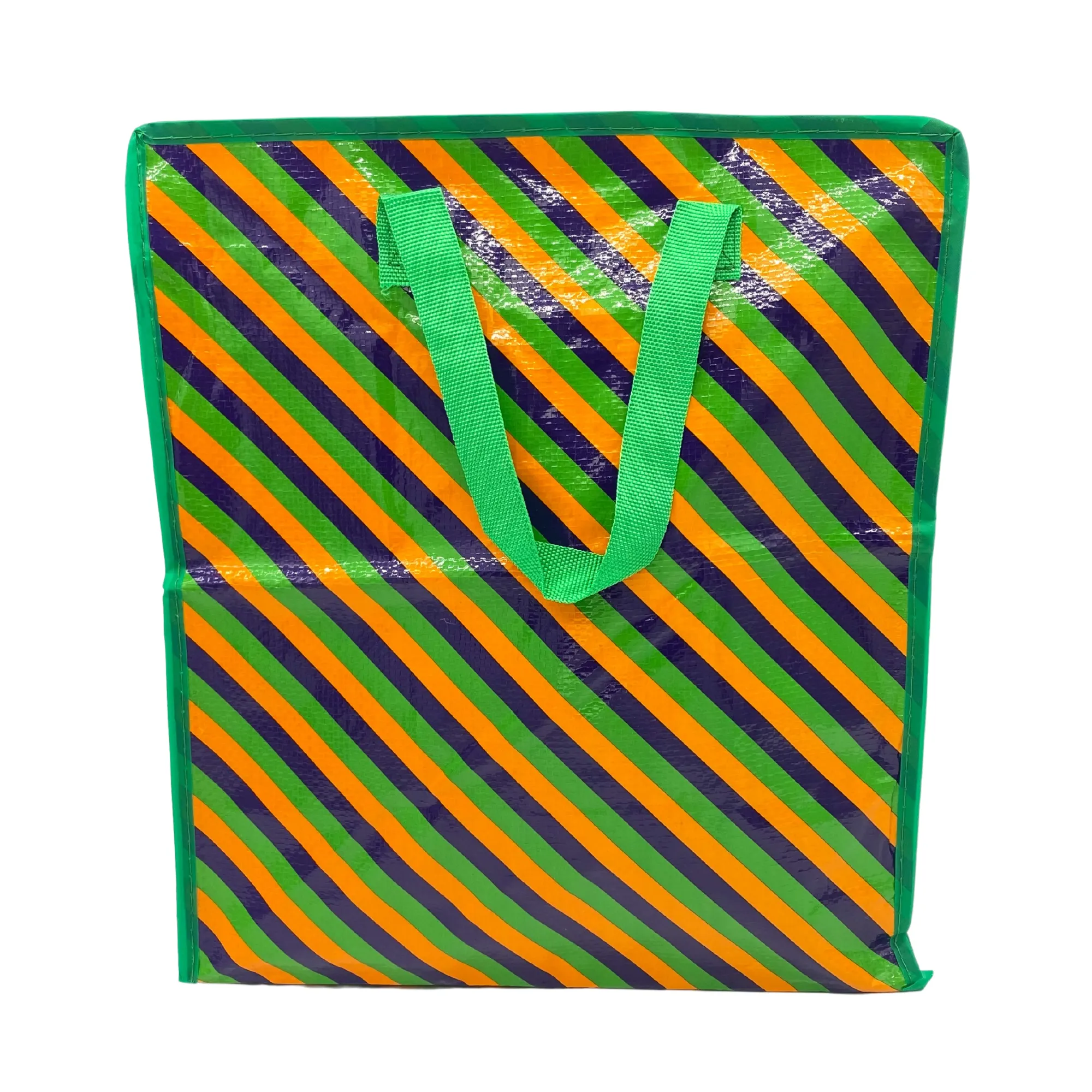 Purple, Green, and Gold Diagonal Stripes Bead Bag - 14" x 15.5" (Each)