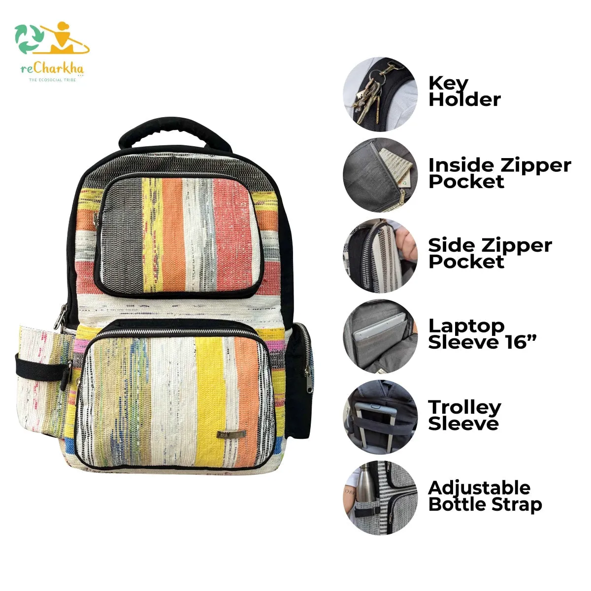 reCharkha X India Hikes Amazon Wrappers Commuter Backpack (CBP0624-008) PS_W