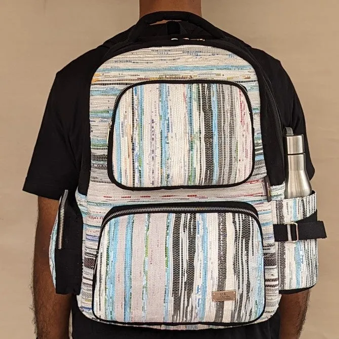 reCharkha X India Hikes Amazon Wrappers with Blue Stripes Commuter Backpack (CBP0624-012) PS_W