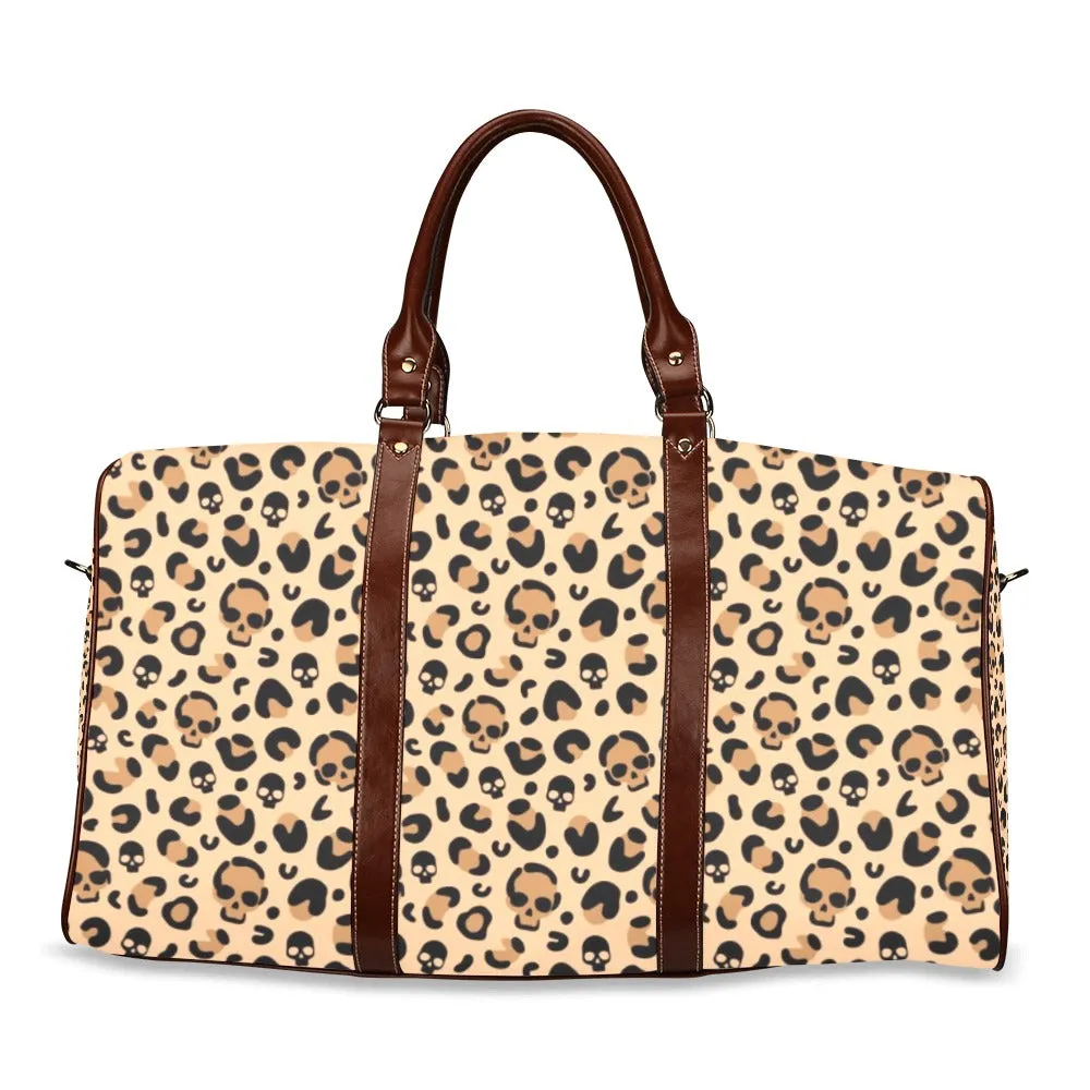 Skull Leopard Print Duffel Travel Bag