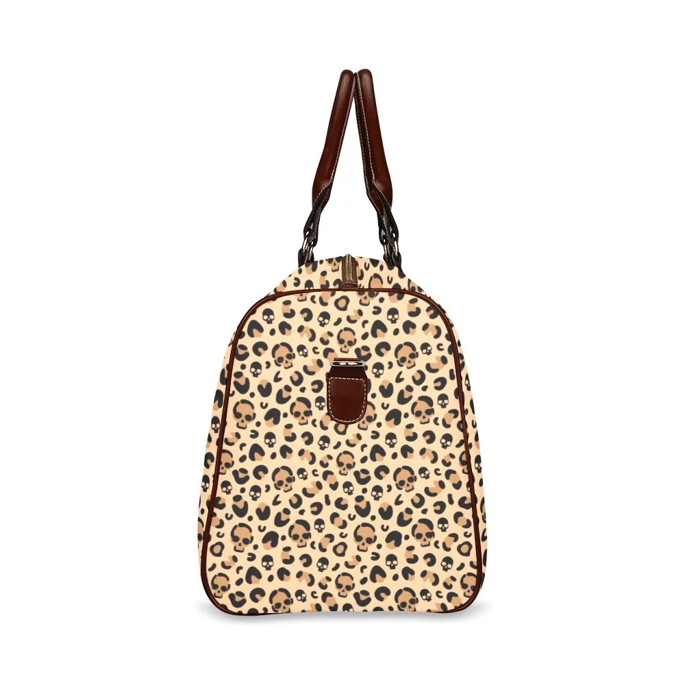 Skull Leopard Print Duffel Travel Bag