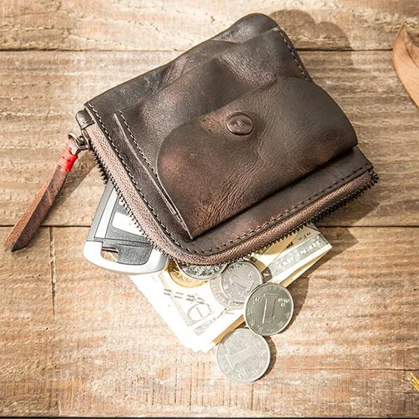 Square Leather Coin Pouch Change For Men Women Small wallets Purse Zipper Coin Purse  Gifts