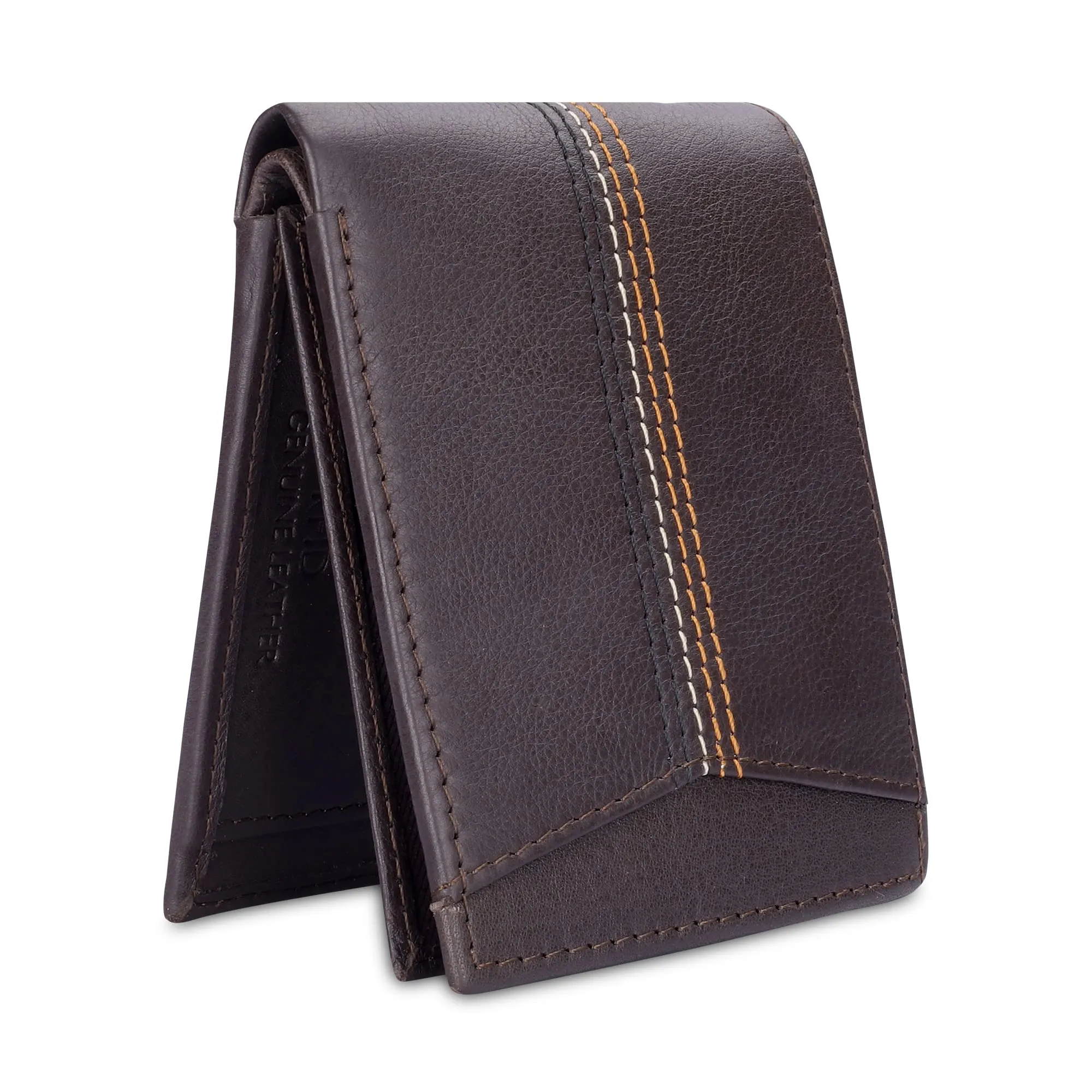 THE CLOWNFISH RFID Protected Genuine Leather Bi-Fold Wallet for Men with Multiple Card Slots & Coin Pocket (Chocolate)