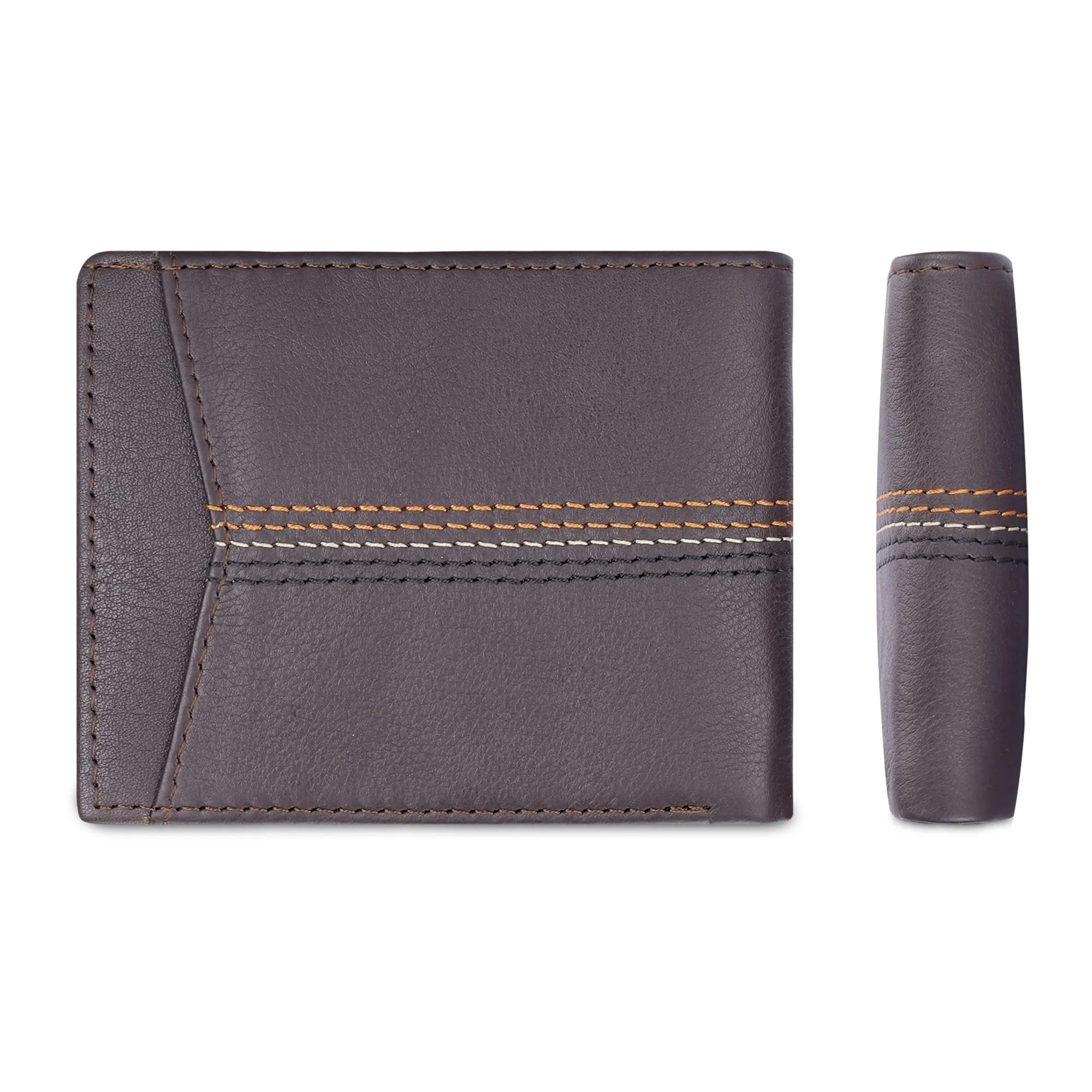 THE CLOWNFISH RFID Protected Genuine Leather Bi-Fold Wallet for Men with Multiple Card Slots & Coin Pocket (Chocolate)