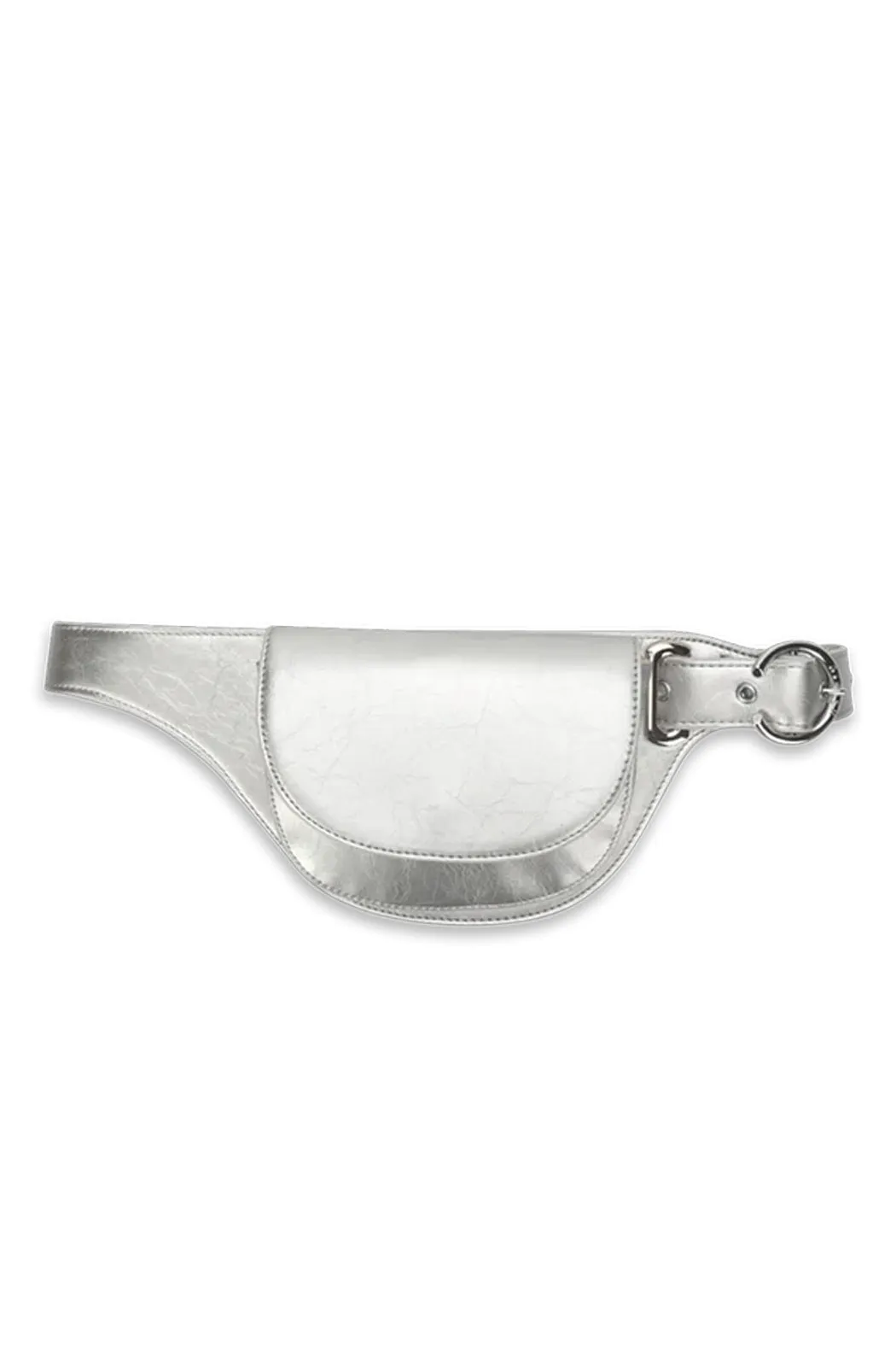 THE ELIZA FESTIVAL BELT IN DISTRESSED VEGAN LEATHER - SILVER