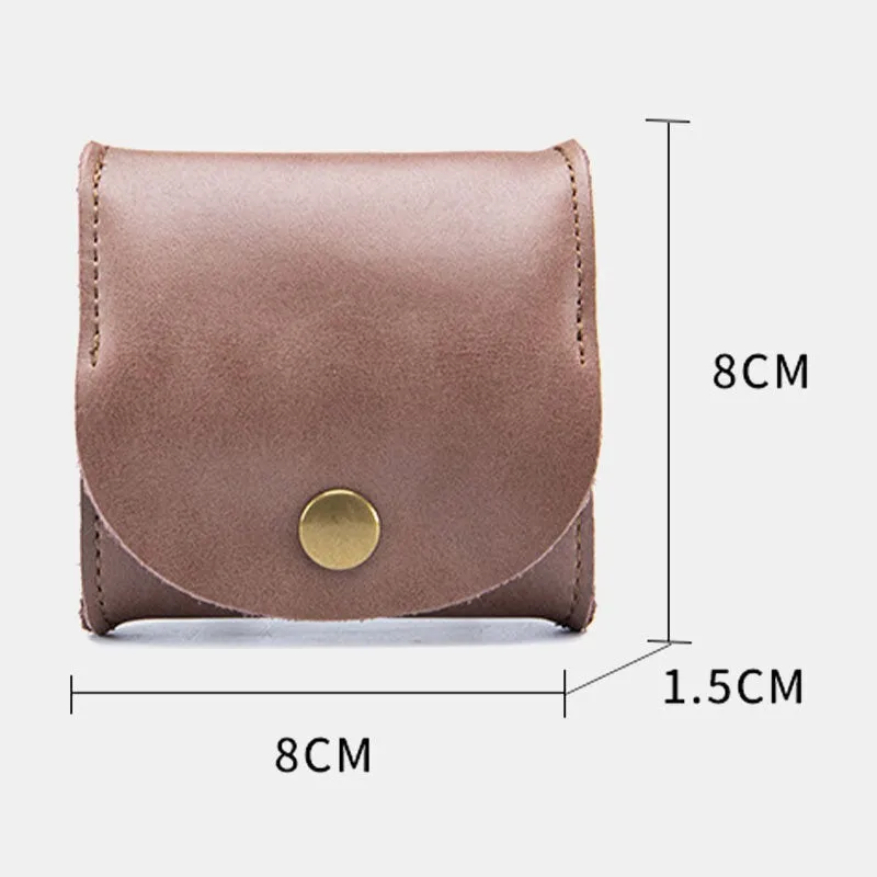 Women Genuine Leather Mini Retro Coin Bag Small Storage Bag Earphone Bag