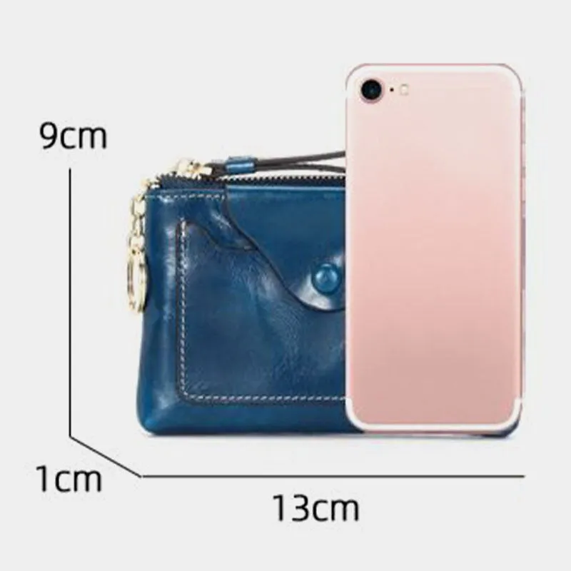 Women Genuine Leather Short Large Capacity Wallet Multifunction Portable Coin Purse With Rear Zipper